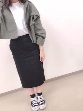 「袖ボリューム」｜「アイテム（ミリタリージャケット）」を使った、saさん（レディース・148cm）の秋コーディネート