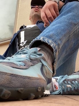 「ワッフル」｜「アイテム（デニムジャケット）」を使った、永田製麺さん（メンズ・168cm）の夏コーディネート