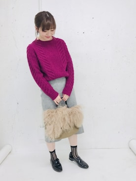 「SMELLY（スメリー）のアイテム（ピアス（両耳用））」を使った、nanakoさん（レディース・153cm）の冬コーディネート