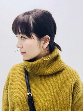 「SMELLY（スメリー）のアイテム（ピアス（両耳用））」を使った、nanakoさん（レディース・153cm）の冬コーディネート