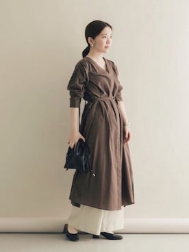 「URBAN RESEARCH（アーバンリサーチ）のコットンガウンワンピース（ワンピース）」を使った、nanakoさん（レディース・153cm）の春コーディネート