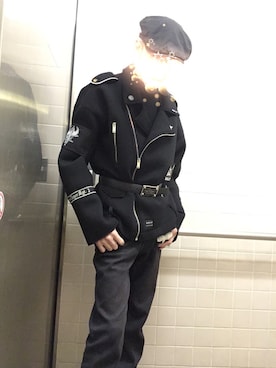 「LouisVuitton」｜「アイテム（ライダースジャケット）」を使った、motorizerさん（メンズ・173cm）の冬コーディネート