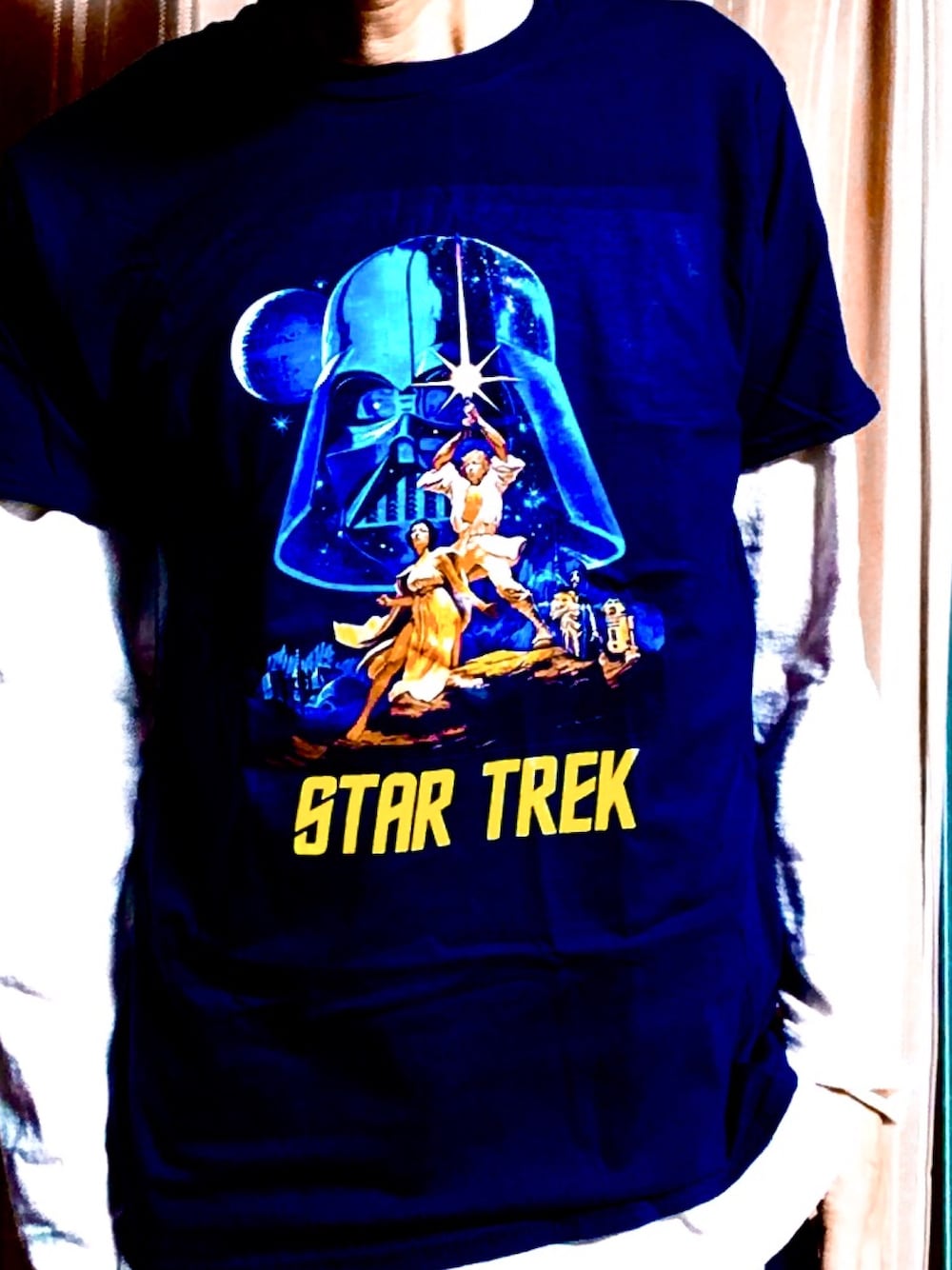 「スターウォーズ、STARWARS、startrick、スタートレック、映画、レイヤードスタイル、シュプリーム、supreme」｜「メーカー不明のアイテム（Tシャツ/カットソー、ブルー系）」を使った、motorizerさん（メンズ・173cm）の冬コーディネートの1枚目の写真