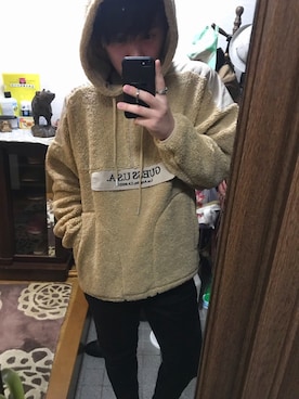 「Guess（ゲス）のアイテム（パーカー）」を使った、#K&Hさん（メンズ・177cm）の冬コーディネート