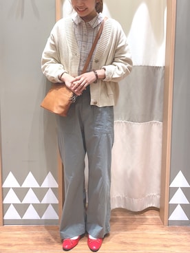 「Samansa Mos2（サマンサ モスモス）のアイテム（カーディガン/ボレロ、ベージュ系）」を使った、みゆさん（レディース・163cm）の春コーディネート