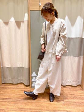 「Samansa Mos2（サマンサ モスモス）のラウンドミニショルダー（ショルダーバッグ、ブラウン系）」を使った、みゆさん（レディース・163cm）の春コーディネート