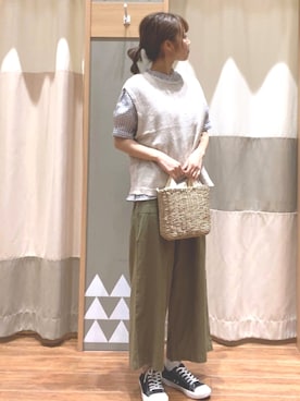 「Samansa Mos2（サマンサ モスモス）の水草ミニショルダー（ショルダーバッグ、ホワイト系）」を使った、みゆさん（レディース・163cm）の春コーディネート
