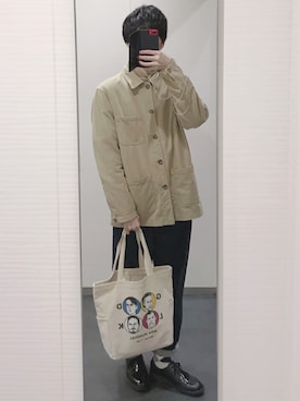 「UNIQLO（ユニクロ）のハイライズワイドストレートジーンズ（デニムパンツ）」を使った、ao-iroさん（メンズ・180cm）の春コーディネート