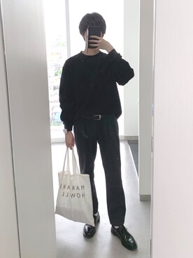 「マーガレット・ハウエル(MARGARET HOWELL)」｜「アイテム（スラックス）」を使った、ao-iroさん（メンズ・180cm）の春コーディネート