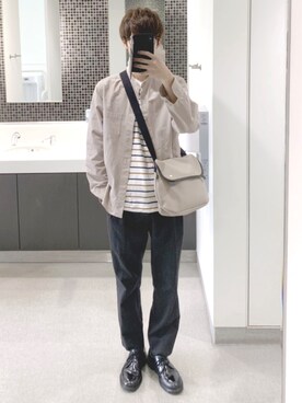 「MARGARET HOWELL（マーガレットハウエル）のアイテム（スラックス）」を使った、ao-iroさん（メンズ・180cm）の夏コーディネート