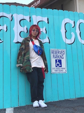 「STUSSY（ステューシー）のアイテム（ブルゾン）」を使った、Neekoさん（レディース・145cm）の夏コーディネート