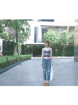 「travel」｜「アイテム（サンダル）」を使った、monamomooさん（レディース・167cm）の春コーディネート