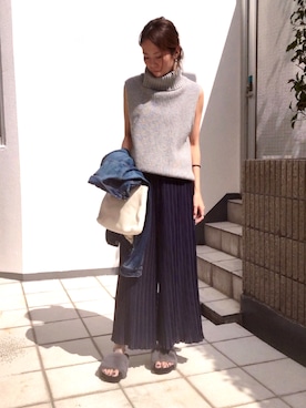 「プリーツ」｜「アイテム（デニムジャケット）」を使った、itsuka*✧さん（レディース・155cm）の秋コーディネート