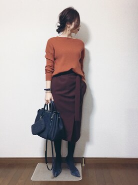「お仕事スタイル」｜「アイテム（アクセサリー）」を使った、さくらさん（レディース・160cm）の冬コーディネート