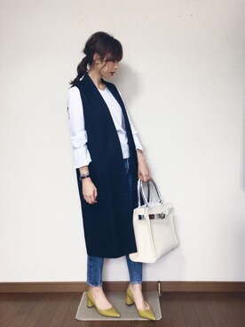 「フレアスリーブ」｜「アイテム（その他アウター）」を使った、さくらさん（レディース・160cm）の春コーディネート