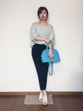 「おおぶりピアス」｜「アイテム（アナログ腕時計）」を使った、さくらさん（レディース・163cm）の夏コーディネート