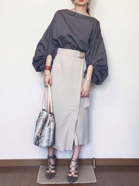 「AMIW（アミウ）のアイテム」を使った、さくらさん（レディース・163cm）の秋コーディネート