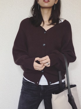 「ブラウンニット」｜「アイテム（アクセサリー）」を使った、さくらさん（レディース・163cm）の冬コーディネート