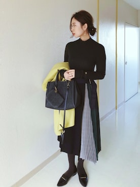 「ELENDEEK」｜「アイテム（チェスターコート）」を使った、さくらさん（レディース・163cm）の秋コーディネート