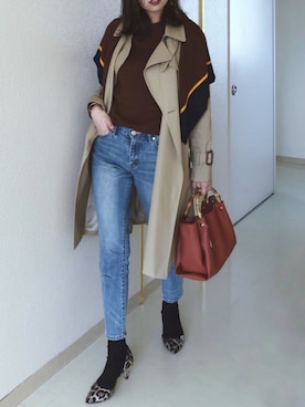 「zozoデニム」｜「アイテム（トレンチコート）」を使った、さくらさん（レディース・163cm）の冬コーディネート