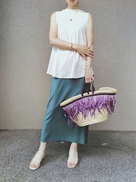 「EMMEL REFINES（エメルリファインズ）のアイテム」を使った、さくらさん（レディース・163cm）の夏コーディネート