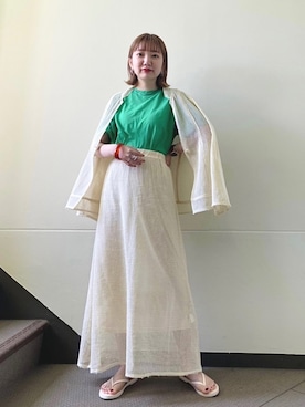 「カラーTシャツ」｜「アイテム（ジャケット/アウター）」を使った、まっちゃんさん（レディース・154cm）の春コーディネート