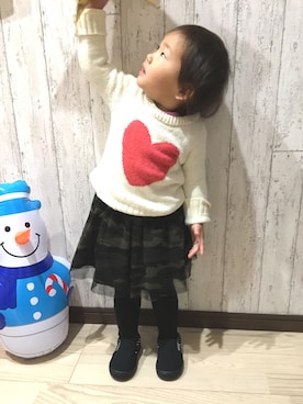 「ドラム缶」｜HanaRinさん（キッズ・80cm）の冬コーディネート