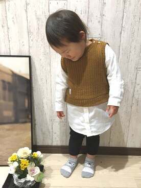 「ドラム缶」｜HanaRinさん（キッズ・80cm）の冬コーディネート