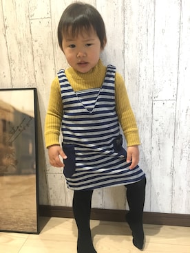 「ドラム缶」｜HanaRinさん（キッズ・80cm）の春コーディネート