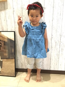 「ドラム缶」｜HanaRinさん（キッズ・80cm）の夏コーディネート