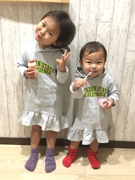 「1歳6ヶ月」｜「アイテム（ワンピース/ドレス）」を使った、HanaRinさん（キッズ・80cm）の秋コーディネート
