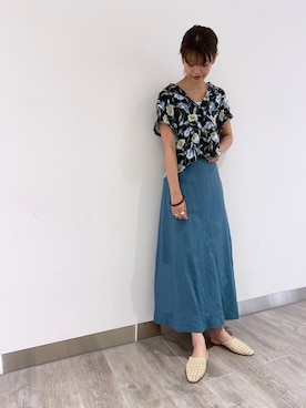 「A part by（アパートバイ）のR/Lセミフレアロングスカート 830726（スカート）」を使った、ａｉｋａさん（レディース・168cm）の春コーディネート