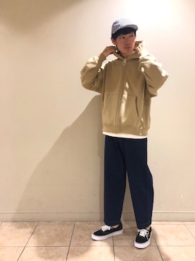 「unfil」｜「アイテム（帽子）」を使った、SHUNTAさん（メンズ・175cm）の春コーディネート
