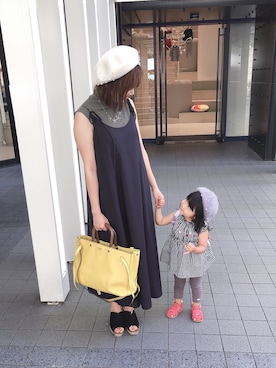 「親子でおそろい」｜「アイテム（オールインワン・サロペット）」を使った、いリなさん（レディース・151cm）の秋コーディネート