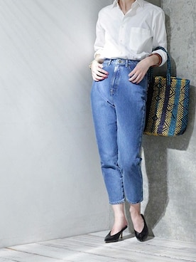 「ハイウエストデニム」｜nano・universe lady's STAFFさん（レディース・166cm）の冬コーディネート