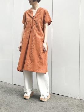 「スキッパーシャツ」｜nano・universe lady's STAFFさん（レディース・166cm）の夏コーディネート