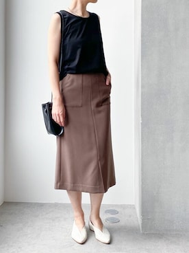 「NANO universe（ナノユニバース）のWEB限定/ラウンドヘムタンク（タンクトップ）」を使った、nano・universe lady's STAFFさん（レディース・166cm）の夏コーディネート