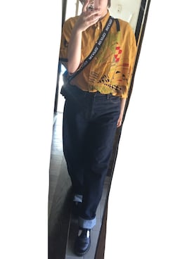 「UNIQLO（ユニクロ）のハイライズワイドストレートジーンズ（デニムパンツ）」を使った、ぴょりさん（レディース・165cm）の春コーディネート