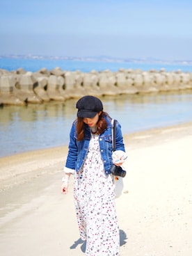 「海」｜「アイテム（シャツワンピース）」を使った、mariaさん（レディース・152cm）の春コーディネート