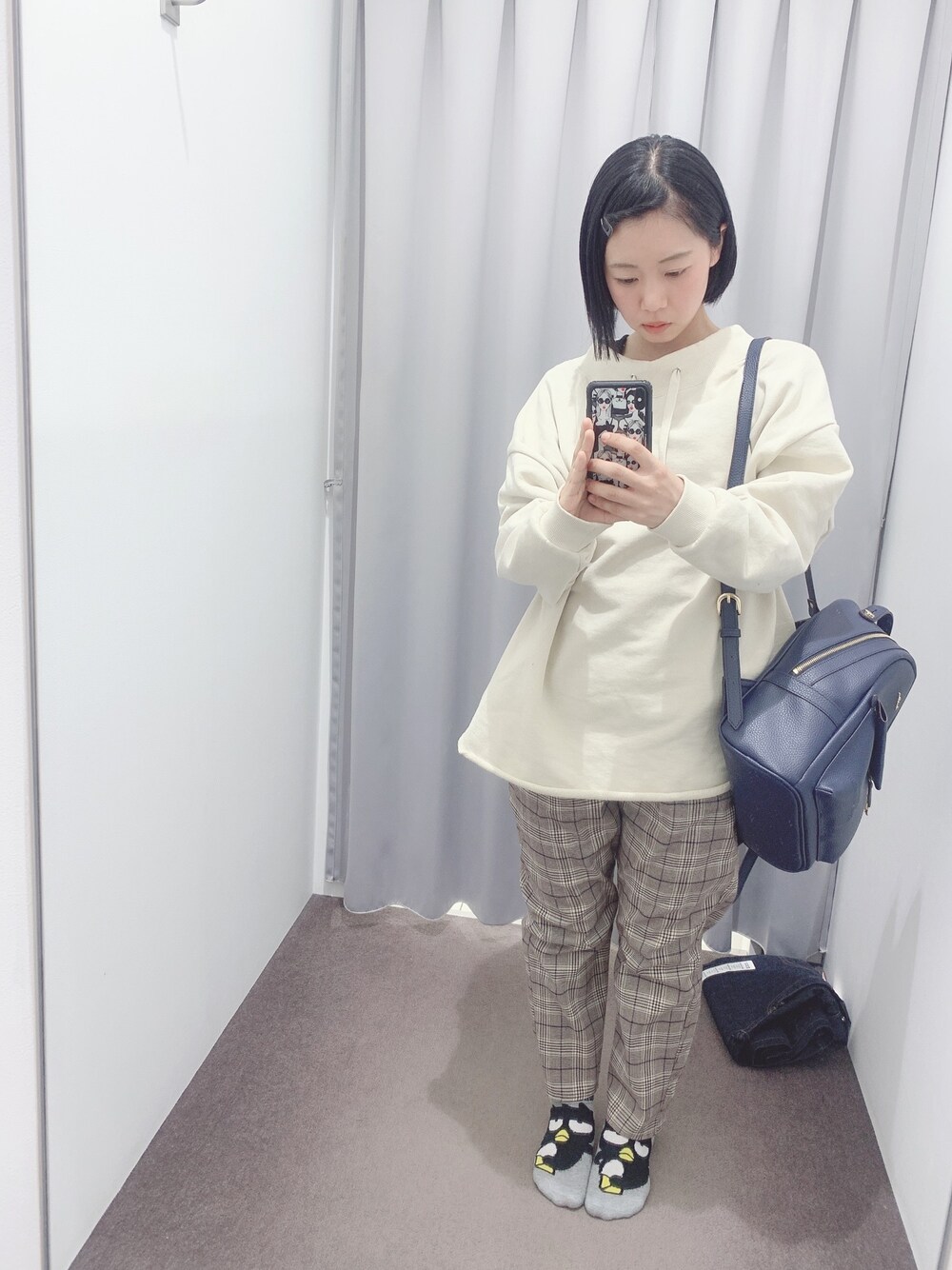 「niko and…、Samantha Thavasa、しまむら」｜「niko and...のアイテム（パーカー、ベージュ系）」を使った、yknさん（レディース・152cm）の冬コーディネートの1枚目の写真