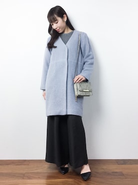 「コクーンコート」｜「アイテム（ステンカラーコート）」を使った、田中彩央里さん（レディース・158cm）の冬コーディネート