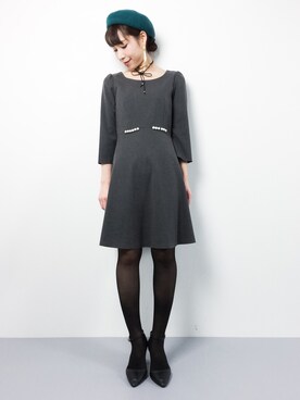 「Aラインワンピース」｜田中彩央里さん（レディース・158cm）の冬コーディネート