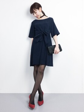 「Aラインワンピース」｜田中彩央里さん（レディース・158cm）の冬コーディネート