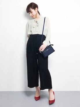 「TOPKAPI（トプカピ）のアイテム（ショルダーバッグ）」を使った、田中彩央里さん（レディース・158cm）の冬コーディネート