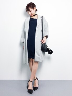 「シャギー」｜「アイテム（チェスターコート）」を使った、田中彩央里さん（レディース・158cm）の冬コーディネート