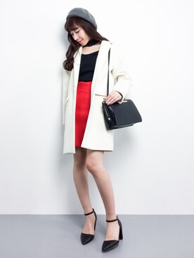 「LOUNGEDRESS（ラウンジドレス）のアイテム（その他アウター）」を使った、田中彩央里さん（レディース・158cm）の冬コーディネート