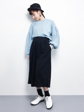 「バルーンスリーブ」｜田中彩央里さん（レディース・158cm）の冬コーディネート