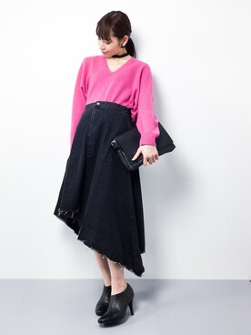 ニット セーターを使った ビビッドピンク のレディース人気ファッションコーディネート ユーザー ショップスタッフ Wear