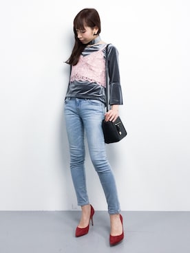 「delave（デラヴェ）のアイテム」を使った、田中彩央里さん（レディース・158cm）の冬コーディネート