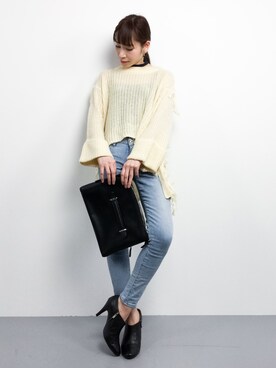 「delave（デラヴェ）のアイテム」を使った、田中彩央里さん（レディース・158cm）の冬コーディネート